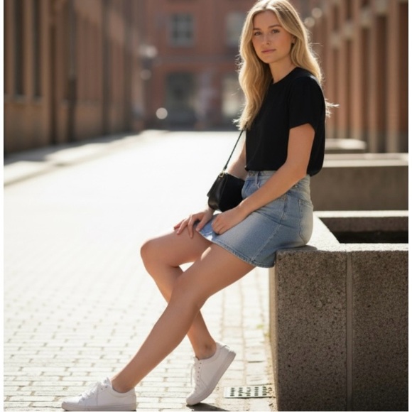 Wild Fable 2 Tone Denim Skirt Size 10 - Picture 5 of 9